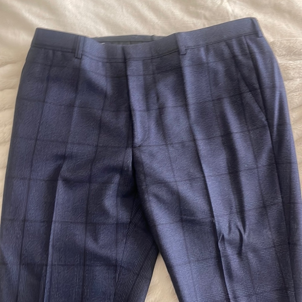 Paul Smith navy plaid suit pants- worn once!
